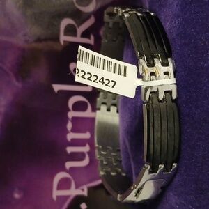 2222427-8. Men's Black & Silver Stainless Steel Bracelet